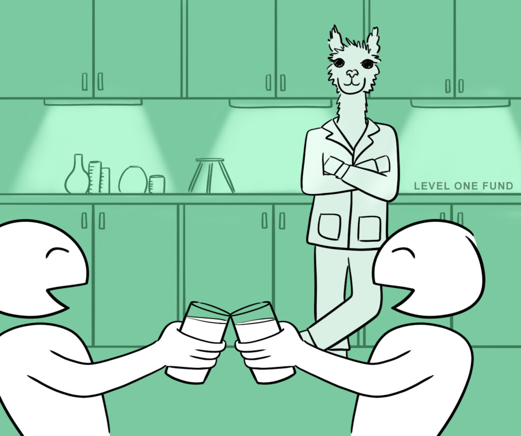 The founders raised their glasses of llama milk